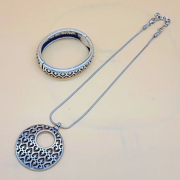 RARE! Brighton "LOS FELIZ" Set! Cut-Out Heart Pendant & Hinged Bangle Duo 💟 - Picture 3 of 14